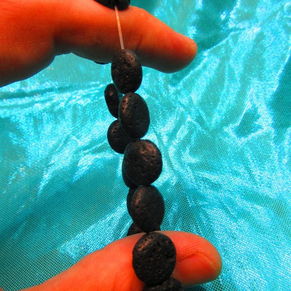 Lava Stone Coins 7" Stretchy Gemstone Bracelet - Picture 3 of 3